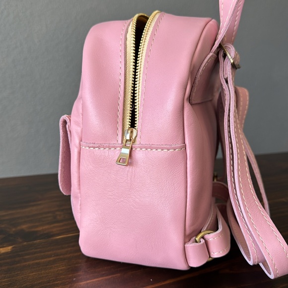NEW Portland Leather Vintage Pink Mini Snap Backpack - Picture 4 of 10